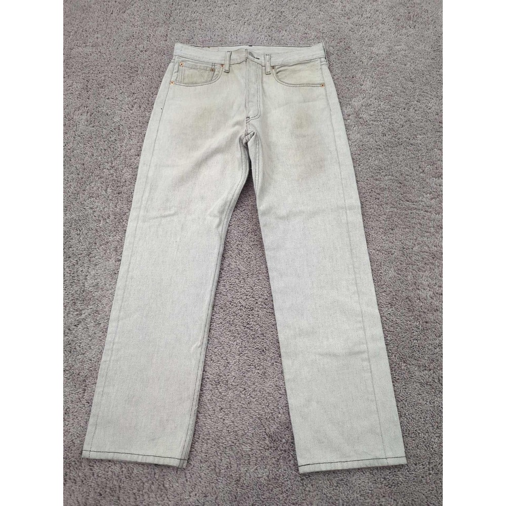 Vintage Levis 501 Jeans Mens 33x32 Washed Gray Olive Denim Y2K‎ Button Fly